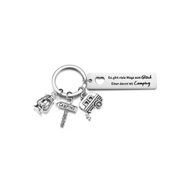 JSDDE Caravan Keyring with Engraving Zuhause ist da, wo wir parken Camping Travel Keyring World Travel Tourist Gift, There are many ways to happiness, one of which is camping, Unit size