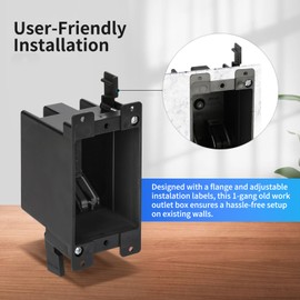 YQMIGU 1-Gang AWG Standard Black Old Work Box,Junction Black Boxes for Plastic Remodel Drywall, 14 Cubic Inch ETL Listed Outlet Box, Can Work with Outlets, Thermostats are Used in Combination(5 Pack)