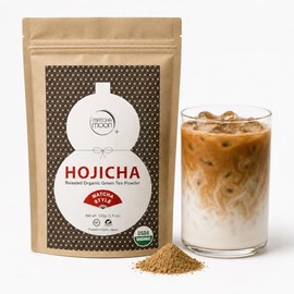 Matcha Moon Polvo Hojicha Orgánico - Té Verde Matcha Tostado - Origen Japonés - Sin Azúcar, Bajo En Cafeína - Uji Kioto, Japón - Bolsa Resellable De 100 G