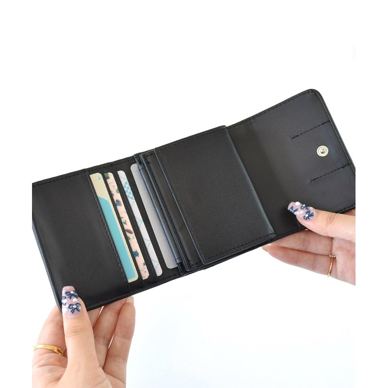 SecretDoor 333043-01 Black Trifold Wallet, Women's, Trifold Wallet, Compact Wallet,