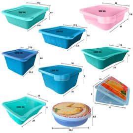 Mypicompany. Tupperdosen Set of 5 x 2000 ml Food Storage Containers with Lids in Pastel Colours, BPA-Free