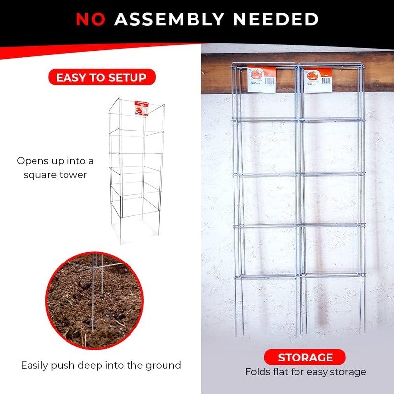 Cedar Ridge Square Foldable Tomato Cages - Heavy Duty Plant
