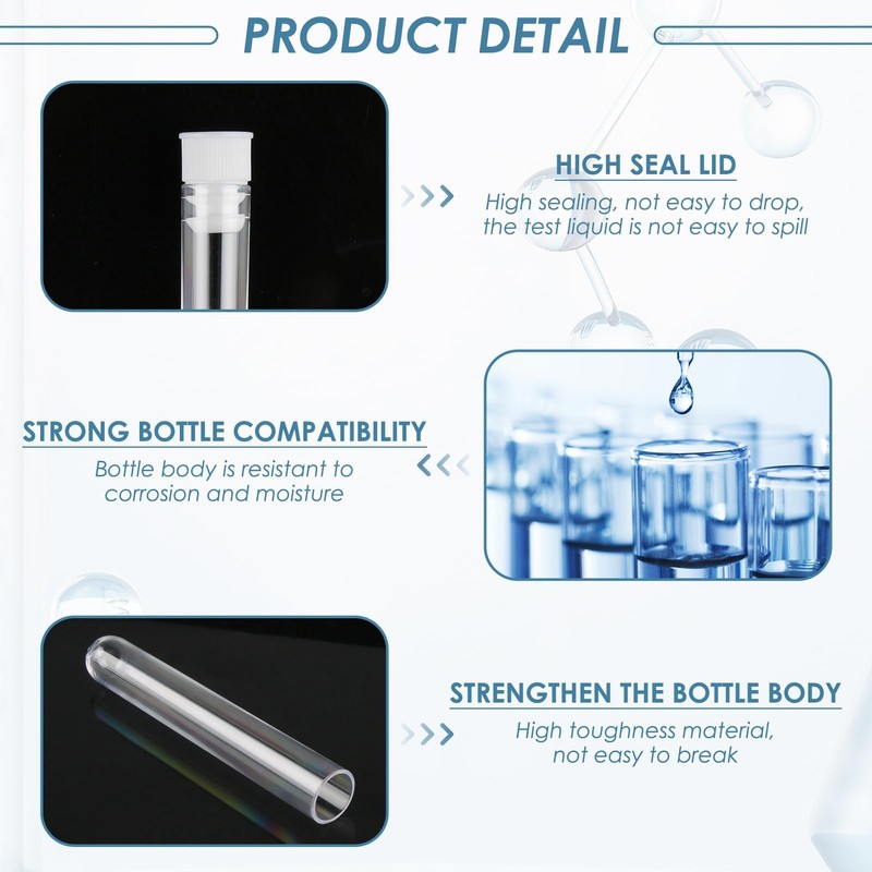 50-Pack Plastic Test Tubes with Push Caps, 5ml Reusable Clear