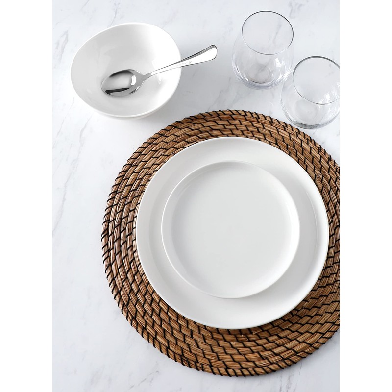 Sweese Porcelain White Dinner Plates Set of 6, 10 Inch