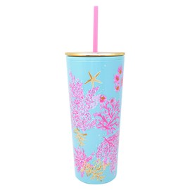 Lilly Pulitzer 24 oz Acrylic Tumbler with Straw, Royal Coral