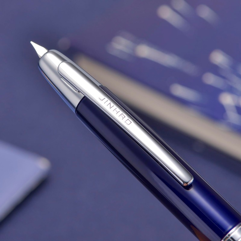 Wikult Jinhao 10 Press Fountain Pen with Box, Dark Blue