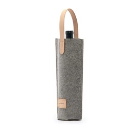 Graf Lantz Wine Bottle Cozy Carrier - 100% Merino Wool and Leather Handle - Fits One Standard Wine Bottle (Granite)