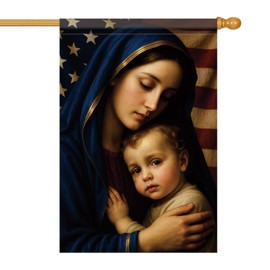 Starlit Patio Christian House Flag 28x40 Inch Virgin Mary and Child Garden Flag Double Sided Mother and Baby Jesus Banner USA Flag Background Yard Outdoor Porch ration Religious Home Garden Church