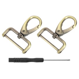 QUARKZMAN Pack of 2 Carabiner Hooks 32 mm (1 1/4 Inch) D Ring Removable Carabiner Key Ring Metal Claw Clasp Hook with Swivel Joint with Screwdriver for Crafts