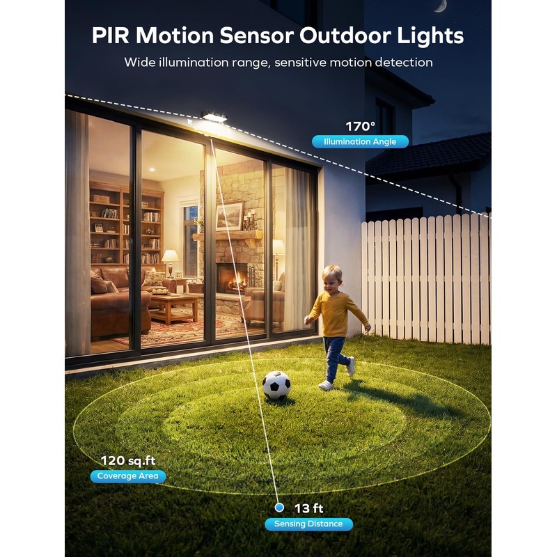 nibuuecer Solar Fence Lights Outdoor with Motion Sensor, 8 Pack