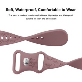 2 Pack Rose Floral Butterfly Engraved Bands for Garmin Vivoactive 5/3/3 Music/Venu/Venu 2 Plus/sq/sq 2/Forerunner 245/645/55 Silicone Elegant Replacement Women Wristbands, Mauve Purple/Beige