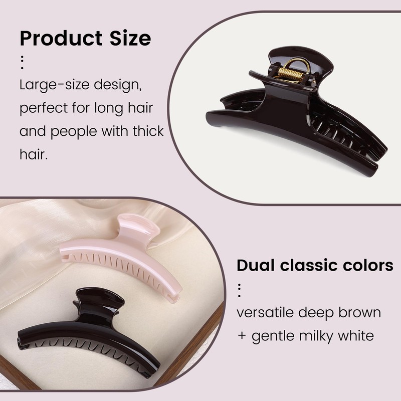 Extra Large Claw Clips for Thick Hair, Non-Slip Jaw Clips