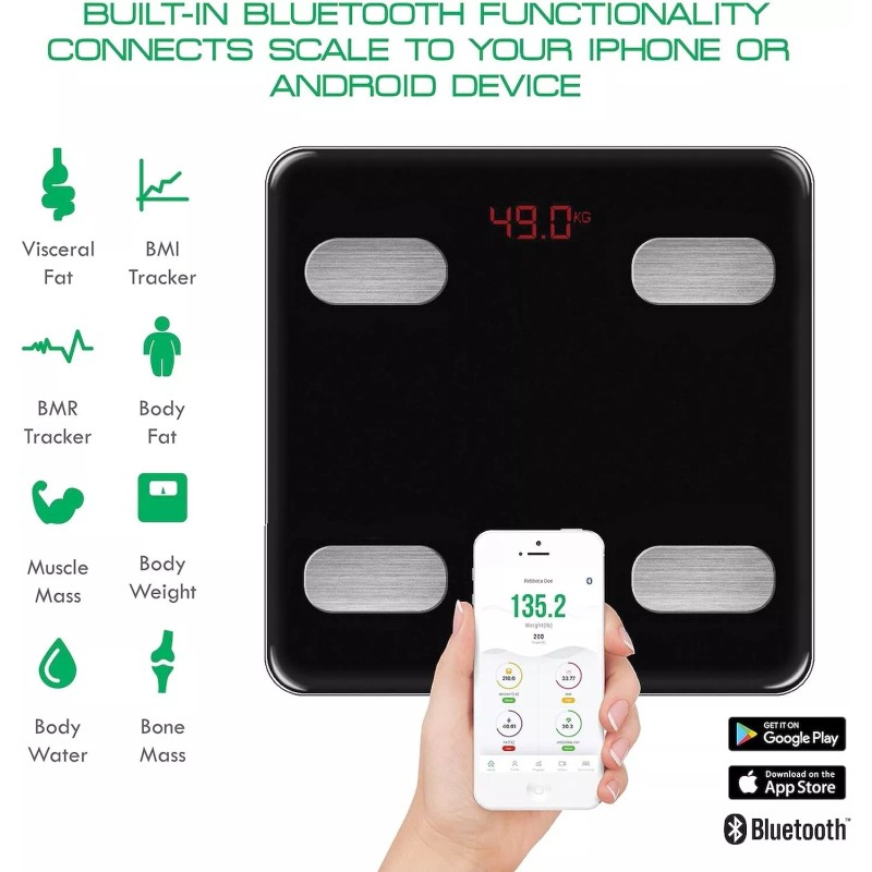 Fit2Live Digital Bathroom Weight Scale, Bluetoo