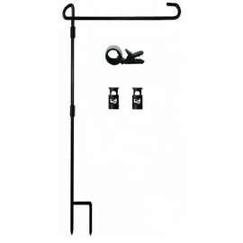 Akeydeco Garden Flag Pole Stand Holder, Garden Flags for Outside with Flag Stopper and Clip Waterproof Powder-Coated Paint for Flag Pole Holder for Outside House,Yard Flags for Outside