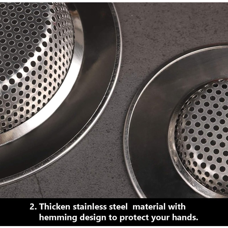 Tomario 2 Pack Stainless Steel Kitchen Sink Strainer, Standard Sink