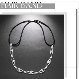 SAWINDA Silver Crystal Rhinestone Head Chain Bridal Headband Wedding Headpiece for Bride Crystal Belly Dance Flapper Party Hair Pieces Accessories for Women and Teen Girl