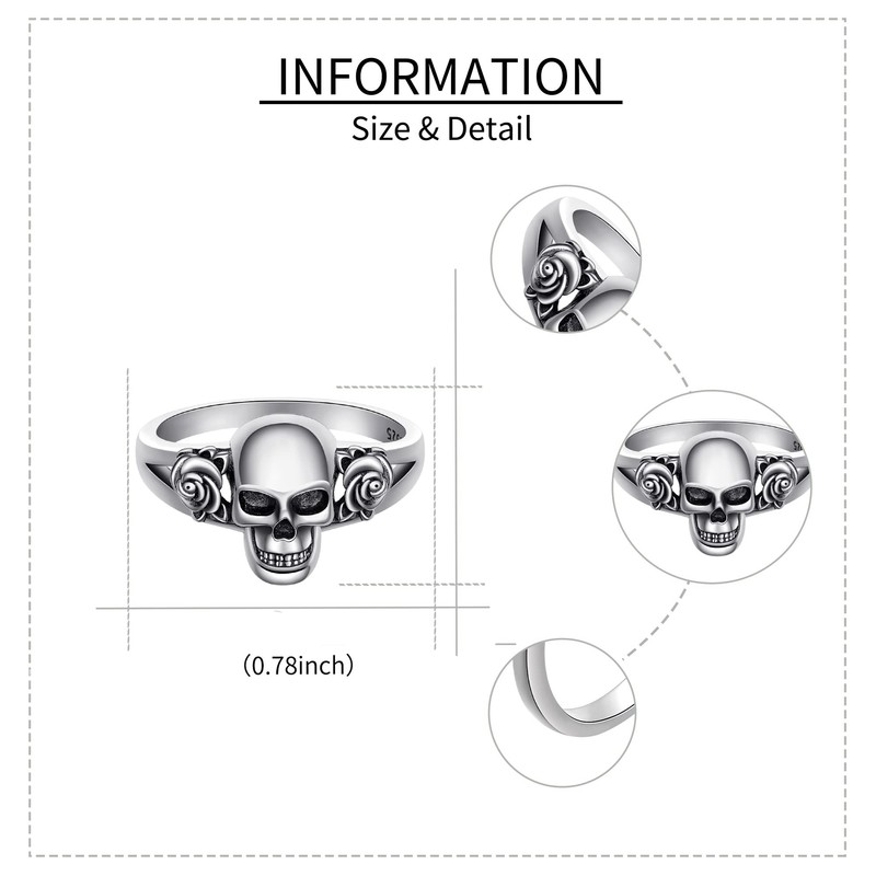CUPENDA Skull/Dinosaur/Angel Wings Rings Sterling Silver Skeleton Ring Gothic Jewellery