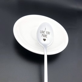 Cenrren I Love You More Spoon Gifts for Boyfriend Girlfriend Husband Wife Anniversary Christmas Birthday Gifts for Him Her Valentines Day Gifts for Couple, Silver, Spo006, 7.67x1.26Inch