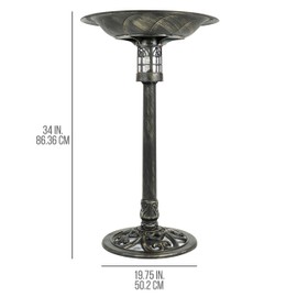 Sun-Ray 811010 Beacon Point Solar Lighted Bird Bath - Brushed Bronze
