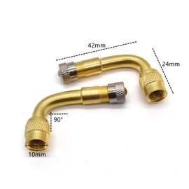 2Pcs Tire Valve Extension 90 Degree Motorcycle Valve Extension Brass Adaptor Valve Stem Adapter Bike Adapter Set for Passenger Cars Stroller Bicycles Motorcycles Trailers