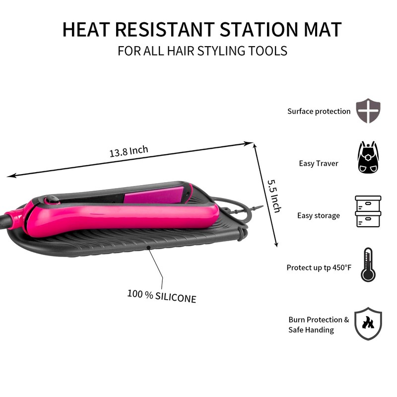 ZAXOP Silicone Heat Resistant Holder Mat Pouch for Flat Iron,Curling