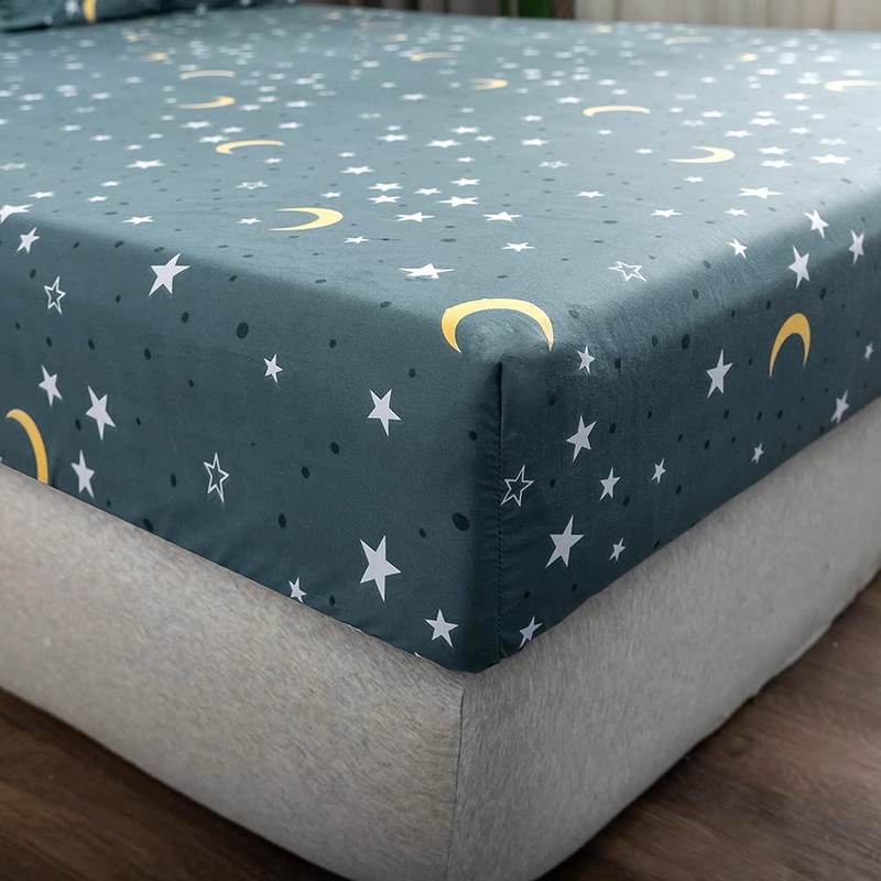 Damier Fitted Sheet, 100 x 200 cm, Blue Star Print