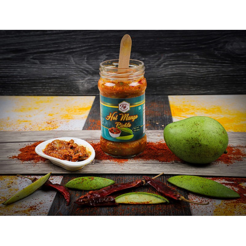TAJ Hot Mango Pickle, Spicy Mango Achar |10.5oz (300g)