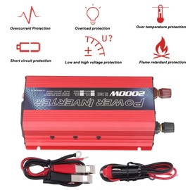 Car DC to AC Power Inverter, 2000W 12V DC to 110V AC Power Inverter Pure Sine Inverter for Multipurpose Charging (110V)