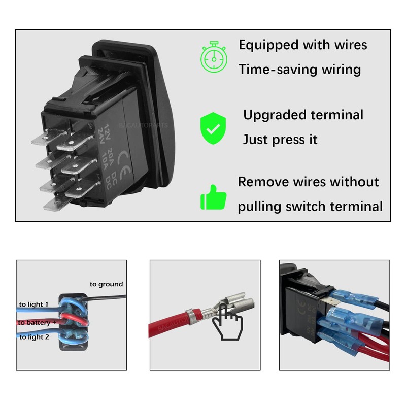 Amber Led Turn Signal Rocker Switch 7 PIN ON-Off-ON DPDT