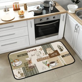 Kitchen Rugs Non Slip Washable - Anti Fatigue Cushioned Kitchen Mats for Floor, Absorbent Comfort Mat 39 X 20 Inch, Floor Rugs Mat Home Decor for Sink Office Laundry (Coffee Theme)