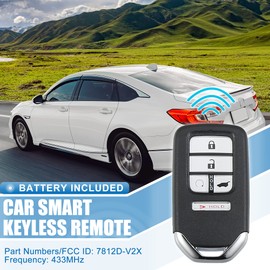 X AUTOHAUX 5 Button Car Keyless Entry Remote Control Replacement Key Fob Proximity Smart Fob KR5V2X for Honda Civic CR-V Pilot 2016-2018 433MHz 47 Chip