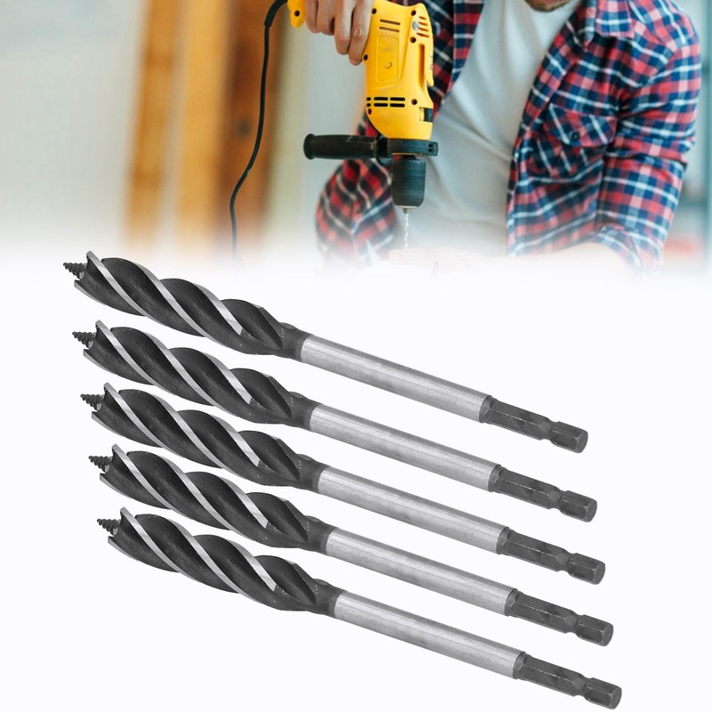 5Pcs Woodworking Drill Bit Metal Hole Saw Auger Bit 4‑Fulte