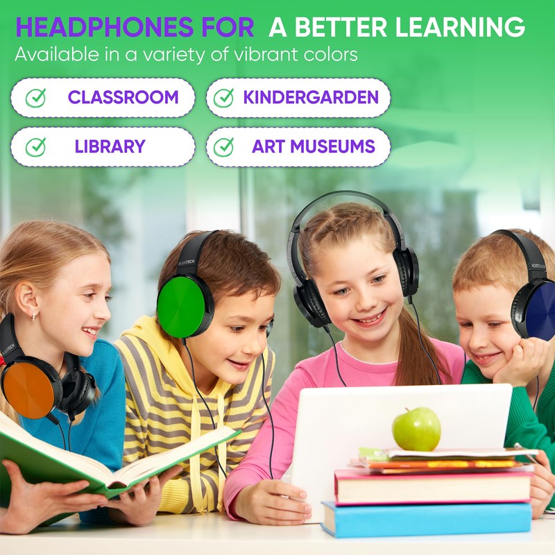 Bulktech Wired On-Ear Leather Headphones with 3.5mm Connector, Round Metal