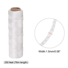 sourcing map Twisted Nylon Mason Line 1.5mm x 250 Ft Braided Twine String Lines for Fishing Gardening Crafting, White