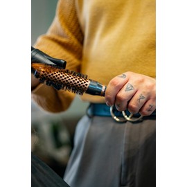 Olivia Garden Expert Blowout Heat - Nylgard Bristles - 15mm - Grey - High Performance Blowout Hair Brush Designed to Professionally Handle and Control Thicker, Frizzy Hair