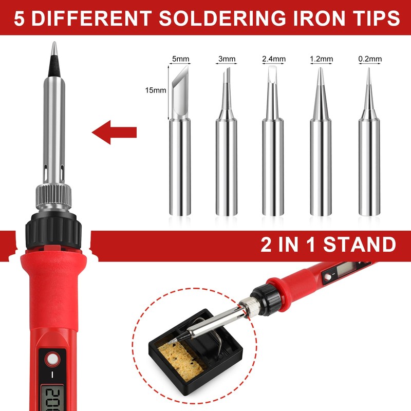 80W Soldering Iron Kit, LCD Digital Soldering Welding Iron Kit