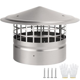 8 Inch Cone Top Chimney Cap with Screen,8" Round Roof Rain Chimney Cover Fireplace Wood Stove Pipe Rain Cap Fireplace Exhaust Roof Vent Cover Guard-304 Stainless Steel,Maximize Airflow Better Vent
