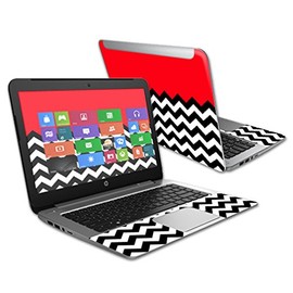 MightySkins Skin Compatible with HP Stream 14" (2015) Laptop Cover wrap Sticker Skins Red Chevron