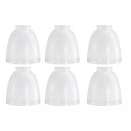 6-Pack White Linen Frosted Glass Shades, Bell Shaped Glass Shade Covers Ceiling Fan Lamp Replacements, Light Fixtures Lampshade for Chandelier Wall Sconces, 1.61" Fitter Size, 5" High x 4.7" Diameter