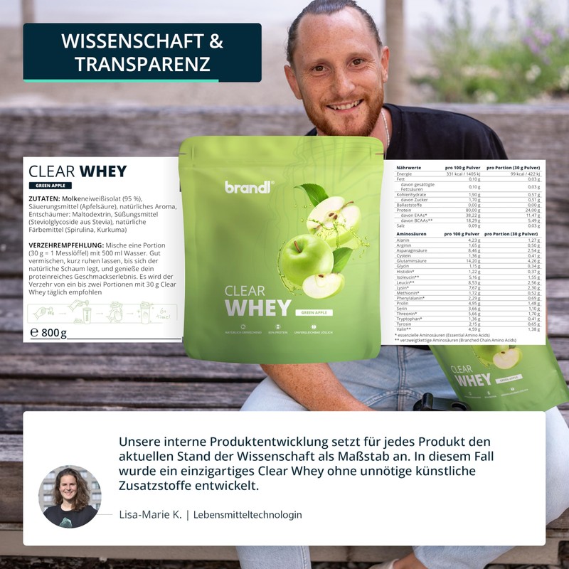 brandl Clear Whey Isolate without Artificial Sweeteners, 80% Protein Clear