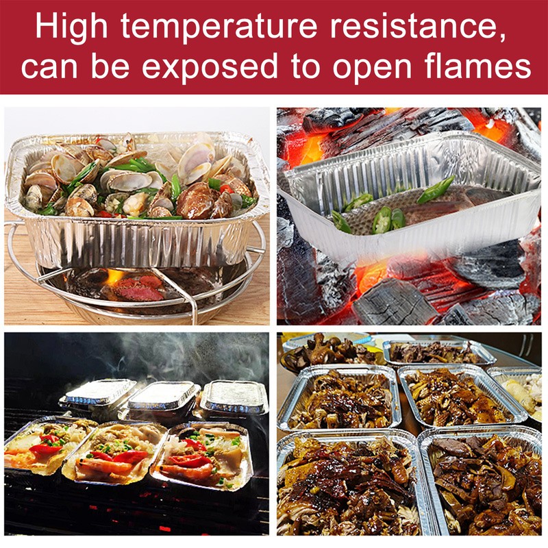 Disposable Tin Foil Box with Lid Outdoor Barbecue Baking Oven
