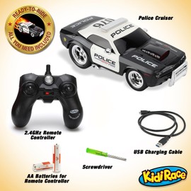 Kidirace Rechargeable Police Car Remote Control Toy for Kids, Hobby Rc Cars Toys, Lights & Siren, Birthday Gift Ideas for Boy Age 8-12 Years, Gifts for Boys & Girls Ages 3 4 5 6-8 9 10 11 12 Year Old