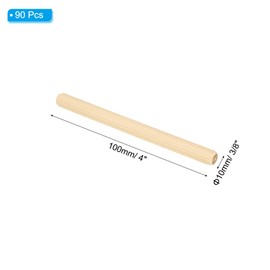 PATIKIL 3/8" x 3-1/8"(10 x 80mm) Wood Dowel Pins, 90 Pack Fluted Wooden Dowel Pin Straight Groove Rods for Furniture Door Art Crafts Projects