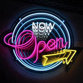 Infinite Mirror Neon Open Signs for Business,Led Open Signs for Business Window Studio Storefront Bar Salon Cafes Restaurant Pubs