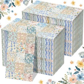 Epakh 200 Pcs Bulk Vintage Floral Guest Towels 2 Ply Disposable Boho Patchwork Dinner Napkins Retro Mid Century Flowers Decorative Hand Towels for Tea Party Spring Bathroom Wedding Holiday, 7.9 x 4.3"