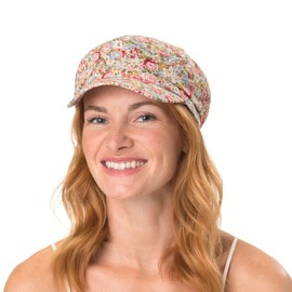 Lipodo Little Flowers Newsboy Cap Women - Summer Floral Sun with Peak, Closed Back Spring-Summer - M (57-58 cm) Navy