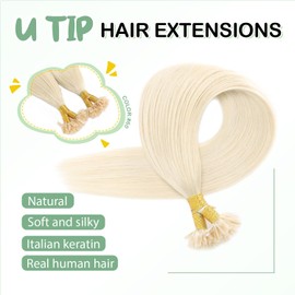 U Tip Hair Extensions Human Hair Blonde Keratin Human Hair Extensions 50g/50s 18inch Platinum Blonde Pre Bonded Hair Extensions #60 18inch