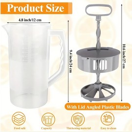 MYLEUS Mixing Pitcher for Drink, Drink Pitcher with Lid and Clean Sponge Brush, Wide Mouth Juice Pitcher with Plastic Blades and Adjustable Mixer Plunger, for Juice Tea Milk Lemonade(2.1qt/67.6oz)