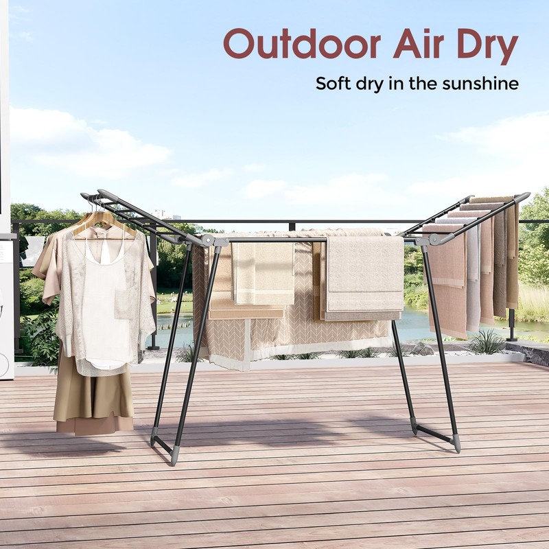 APEXCHASER Clothes Drying Rack Foldable, Large Drying Rack Clothing, Winged
