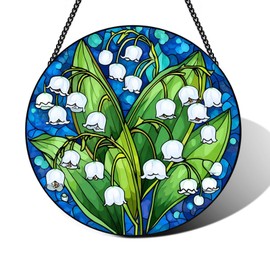 Ritzephyria Stained Glass Window Hanging – Double-Sided Glass Sun Catcher with Chain – Memorial Window Art Panel for Home Décor, Spiritual Comfort, and All-Occasion Gifting